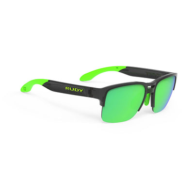 Rudy Project Spinair 58 active lifestyle and beach prescription sunglasses#color_spinair-58-crystal-graphite-frame-and-polar-3fx-hdr-multilaser-green-lenses