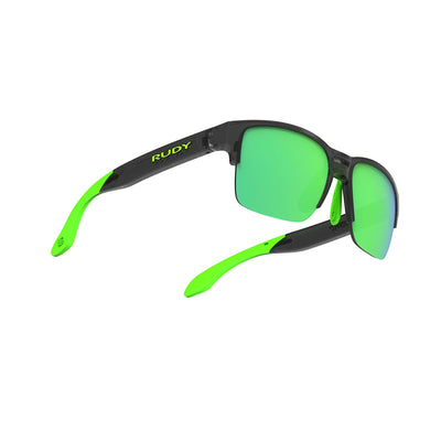 Rudy Project Spinair 58 active lifestyle and beach prescription sunglasses#color_spinair-58-crystal-graphite-frame-and-polar-3fx-hdr-multilaser-green-lenses
