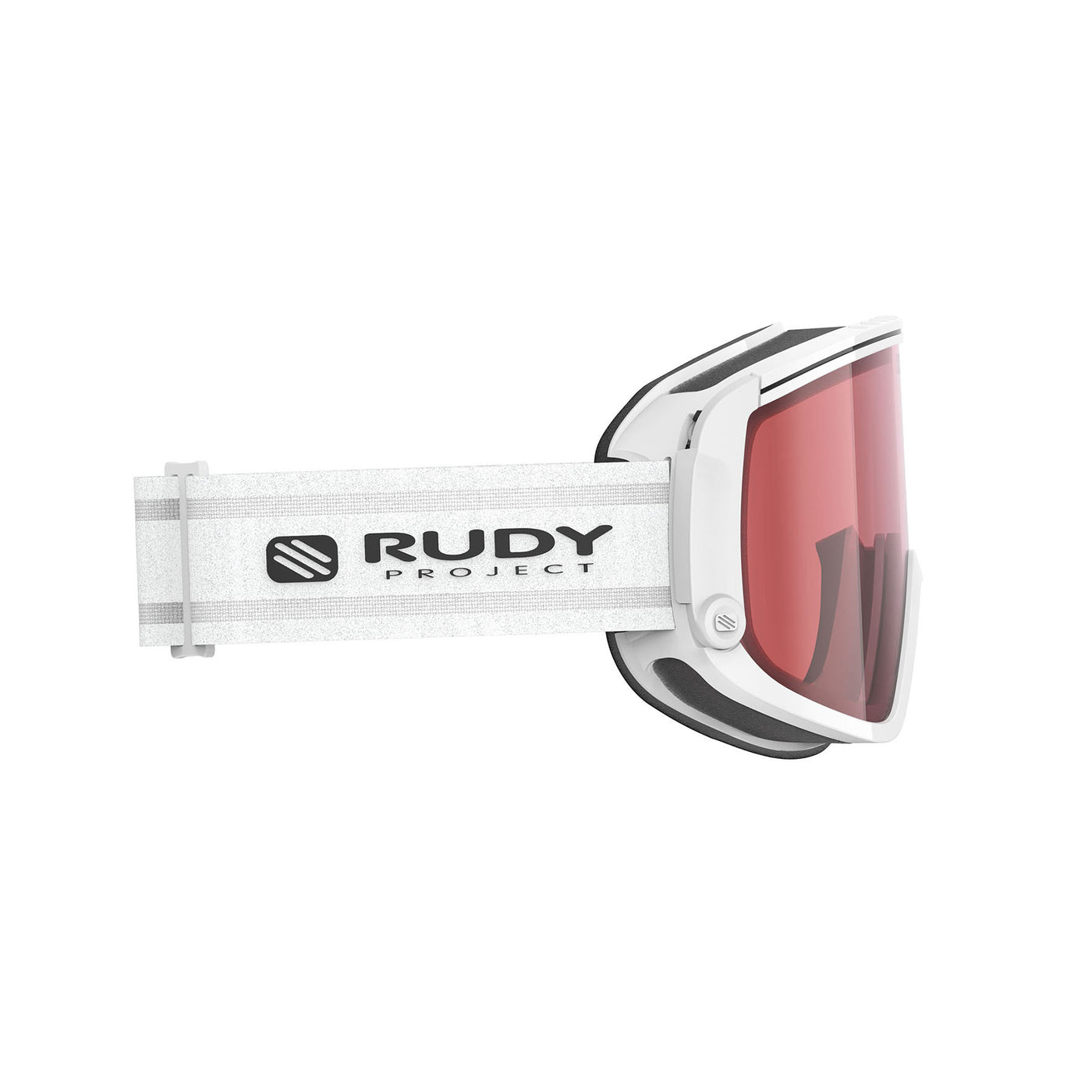 Rudy Project Spincut over the glass OTG ski and snowboard goggles#color_spincut-white-gloss-frame-with-laser-kayvon-red-lenses