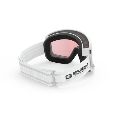 Rudy Project Spincut over the glass OTG ski and snowboard goggles#color_spincut-white-gloss-frame-with-laser-kayvon-red-lenses