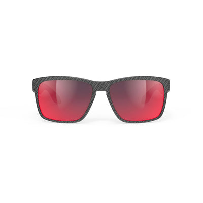 Rudy Project Spinhawk lifestyle and beach and boating and fishing prescription sunglasses#color_spinhawk-carbonium-frame-and-multilaser-red-lenses
