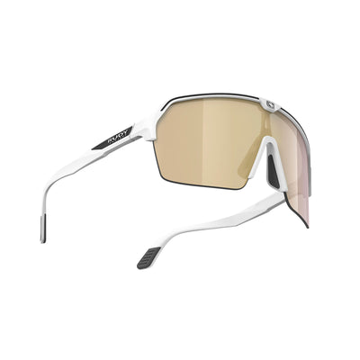 Rudy Project Spinshield Air running and cycling sport shield sunglasses#color_spinshield-air-white-matte-with-multilaser-gold-lenses