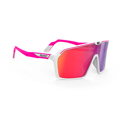 Rudy Project Spinshield running and cycling sport sunglasses#color_spinshield-white-and-pink-fluo-matte-with-multilaser-red-lenses