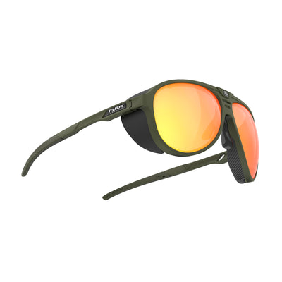 Rudy Project Stardash prescription hiking and glacier sport sunglasses#color_stardash-olive-matte-with-multilaser-orange-lenses