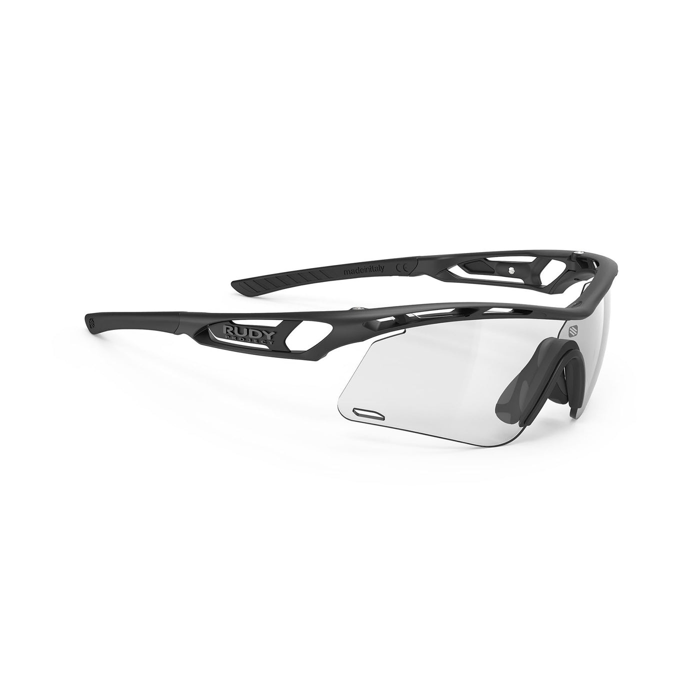 Rudy Project Tralyx running and cycling sport shield prescription sunglasses#color_tralyx-plus-slim-black-matte-frame-with-impactx-photochromic-2-black-lenses