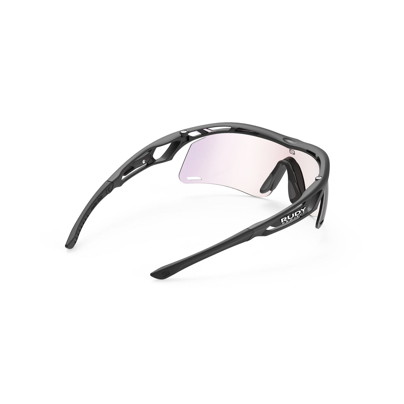 Rudy Project Tralyx running and cycling sport shield prescription sunglasses#color_tralyx-plus-slim-black-matte-frame-with-impactx-photochromic-2-laser-red-lenses