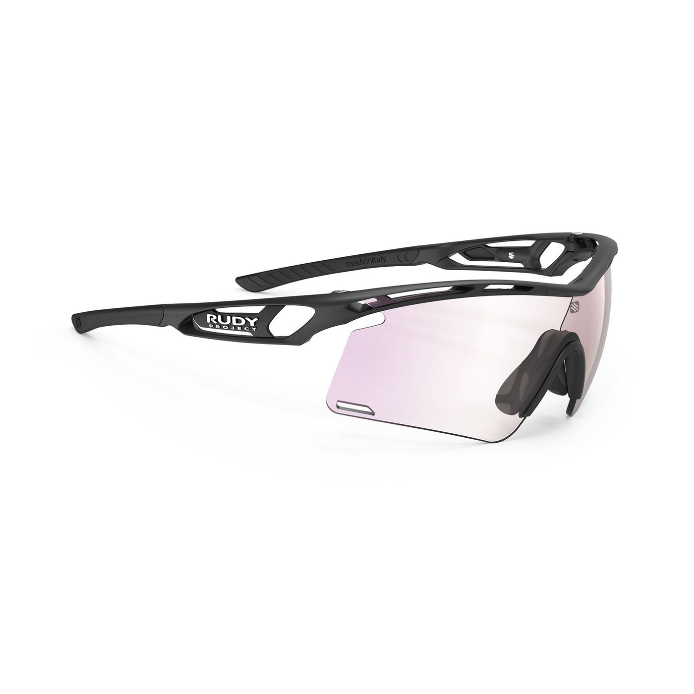 Rudy Project Tralyx running and cycling sport shield prescription sunglasses#color_tralyx-plus-matte-black-frame-with-impactx-photochromic-2-laser-red-lenses