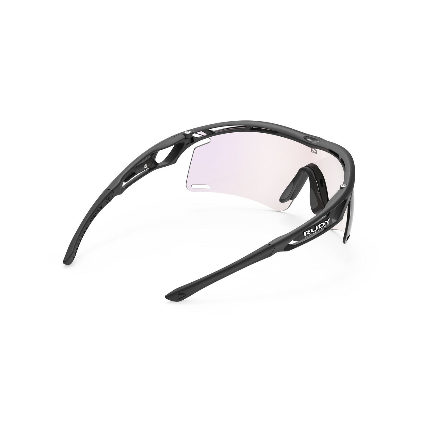 Rudy Project Tralyx running and cycling sport shield prescription sunglasses#color_tralyx-plus-matte-black-frame-with-impactx-photochromic-2-laser-red-lenses